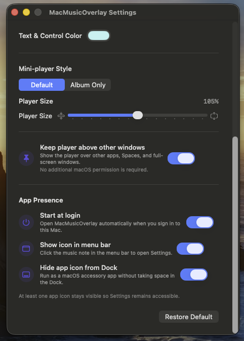 macmusicoverlay settings 2