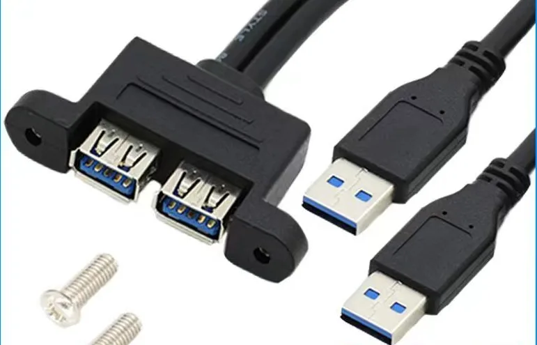 A conjoined two-port USB 3.0 female connector